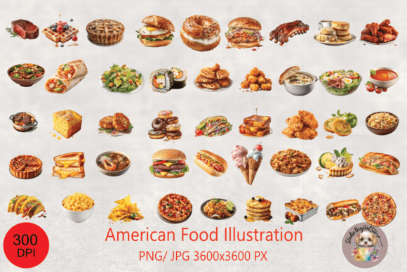 A Feast for the Eyes: American Foods Illustrations Transparent