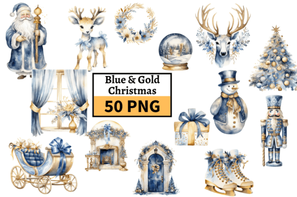 Blue Christmas Illustrations Clipart: A Cool Holiday Palette