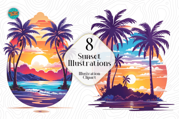 Capturing Golden Hour: The Sunset Illustrations Sublimation Bundle