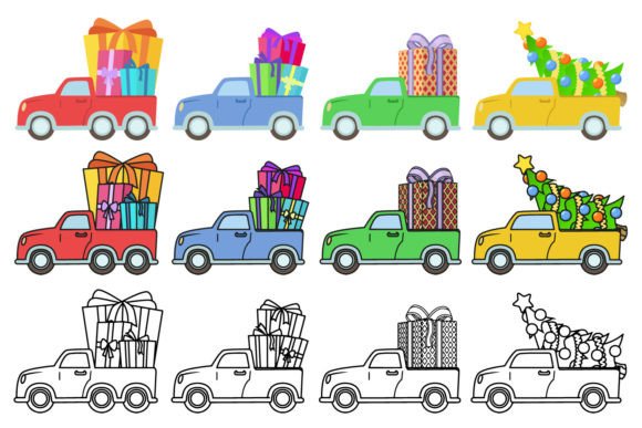 Car Christmas Illustrations: Festive Vector Art for Holiday Projects