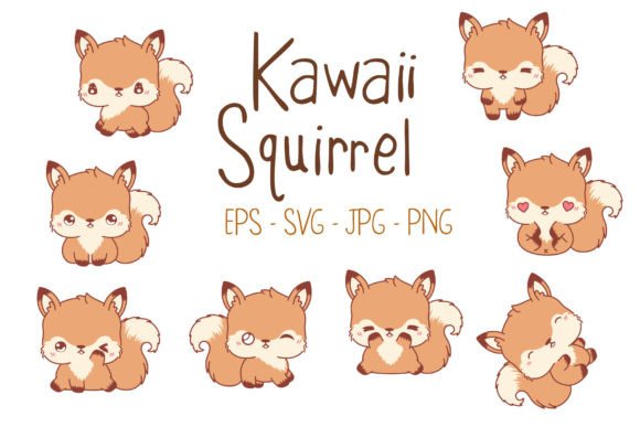 Charming Kawaii Squirrel Set: A Designer's Asset Guide
