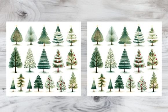 Enchant Your Designs: Christmas Tree Watercolor Illustrations