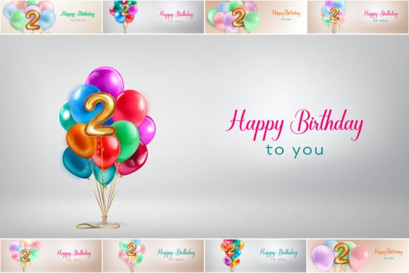 Happy Birthday Illustrations: Festive Designs for Age Two