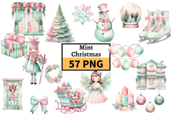 Pastel Christmas Illustrations Mint Pink: A Modern Holiday Aesthetic