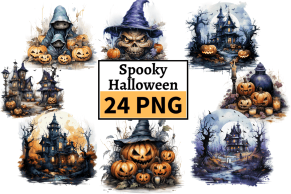 Spooky Halloween Illustrations, PNG File for Creators