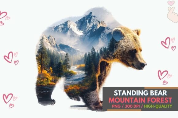 Standing Bear Mountain Forest Art PNG: A Powerful Creative Asset