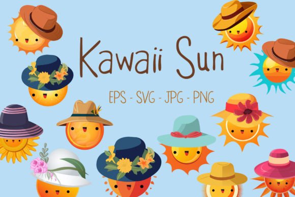 Summer Sun in a Hat Set: Cheerful Illustrations for Your Projects