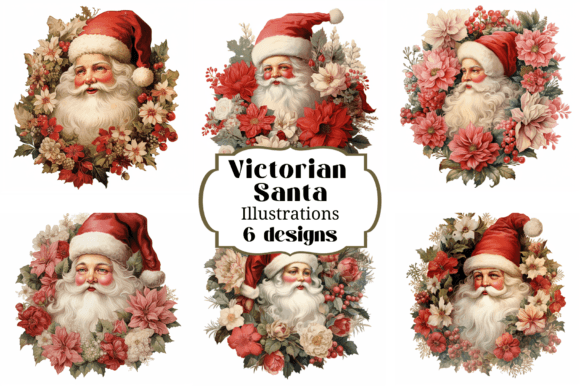 Victorian Christmas Santa Illustrations: A Designer's Festive Asset